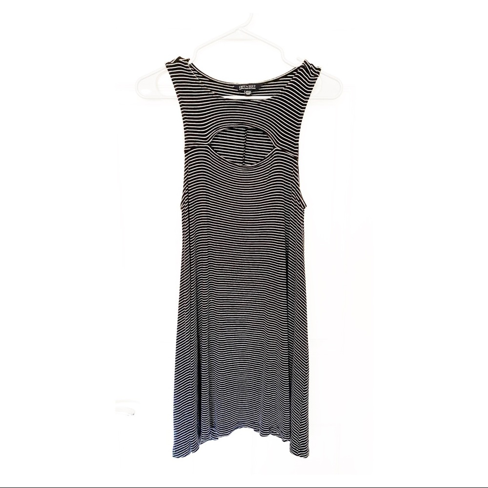 American Eagle striped keyhole skater dress